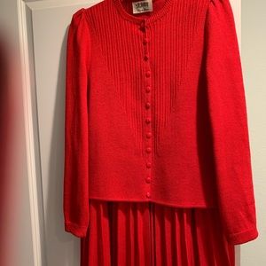 Vintage 1980s Red St.John Top & Skirt Set